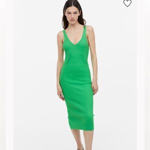 Green Rib-knit dress Size S H&M